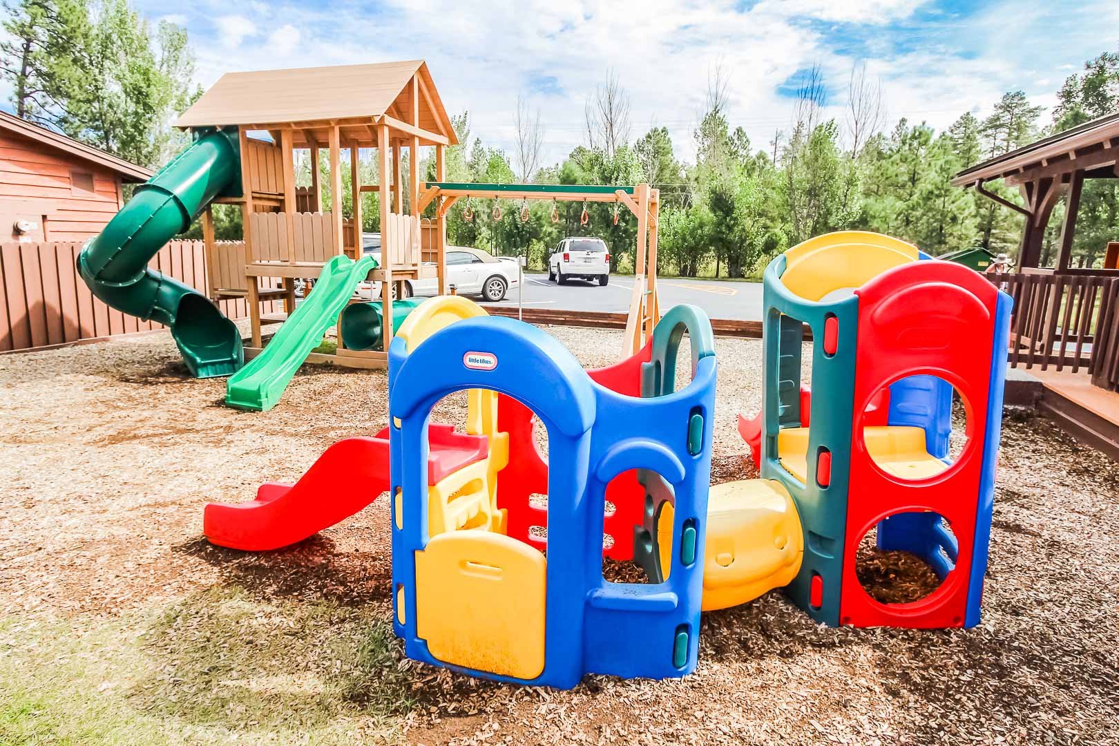 A colorful children play set at VRI's Roundhouse Resort in Pinetop, Arizona.